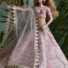Pink embroidered lehenga for Barbie doll