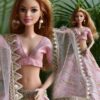 Pink embroidered lehenga for Barbie doll