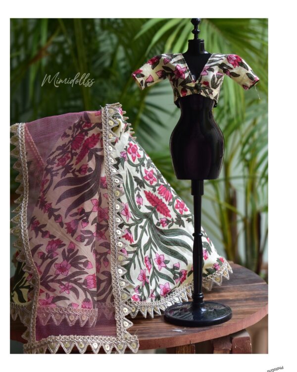 Floral printed lehenga for Barbie doll