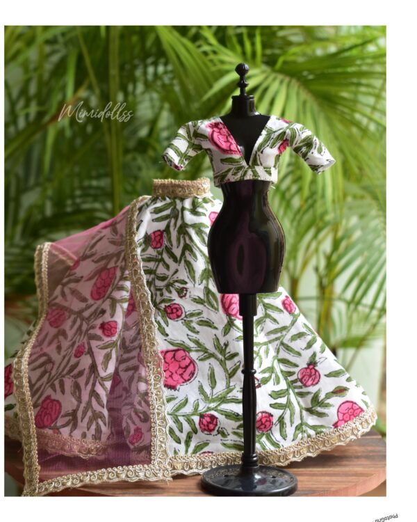 Floral printed lehenga for Barbie doll