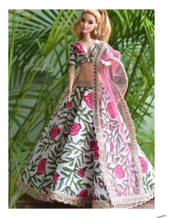 Floral printed lehenga for Barbie doll