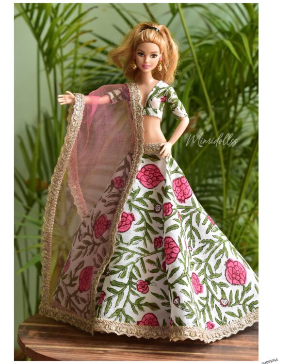 Floral printed lehenga for Barbie doll