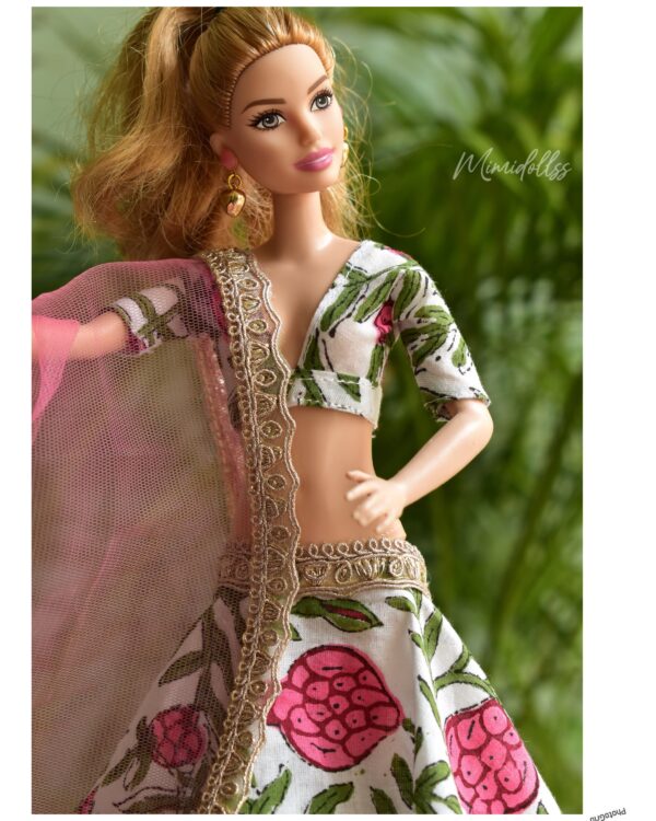 Floral printed lehenga for Barbie doll