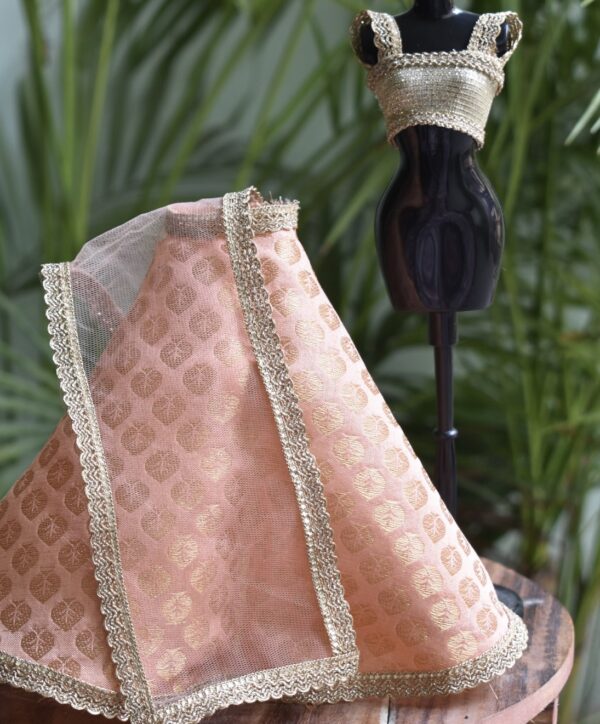 Pretty peach lehenga with accessories for Barbie doll