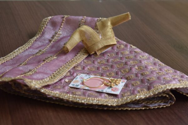 Embroidered lilac lehenga for doll