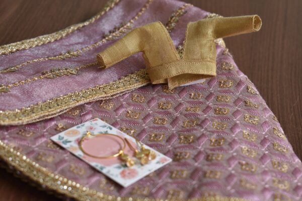 Embroidered lilac lehenga for doll