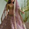 Embroidered lilac lehenga for doll