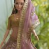 Embroidered lilac lehenga for doll