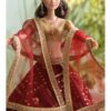 Embroidered maroon lehenga for doll