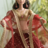 Embroidered maroon lehenga for doll