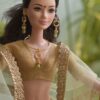 Embroidered pastel green lehenga for doll