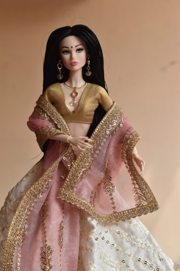 Rose doll (white embroidered lehenga)