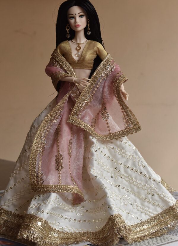 Rose doll (white embroidered lehenga)