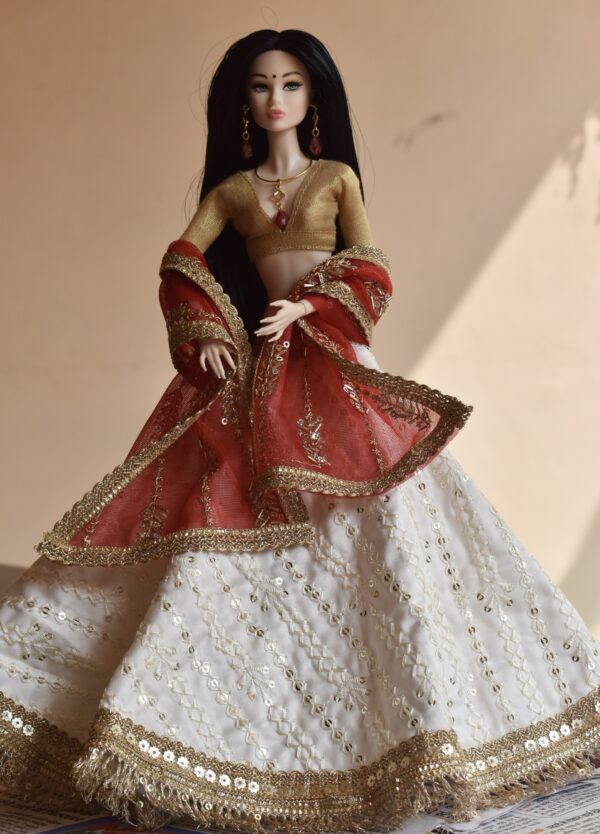 Rani Doll (white embroidered lehenga)