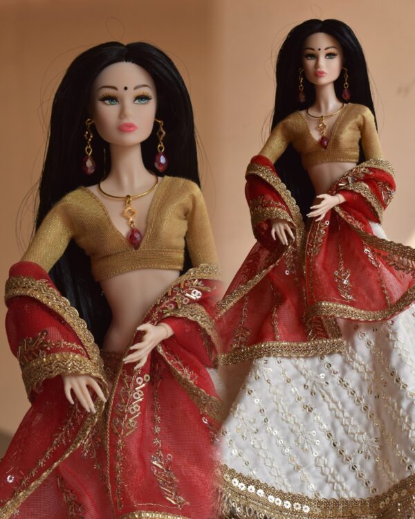 Rani Doll (white embroidered lehenga)