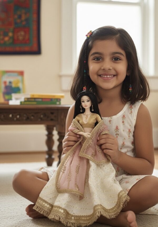 Rose doll (white embroidered lehenga)