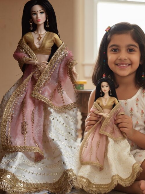 Rose doll (white embroidered lehenga)