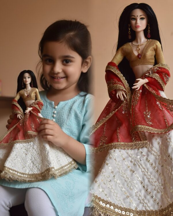 Rani Doll (white embroidered lehenga)