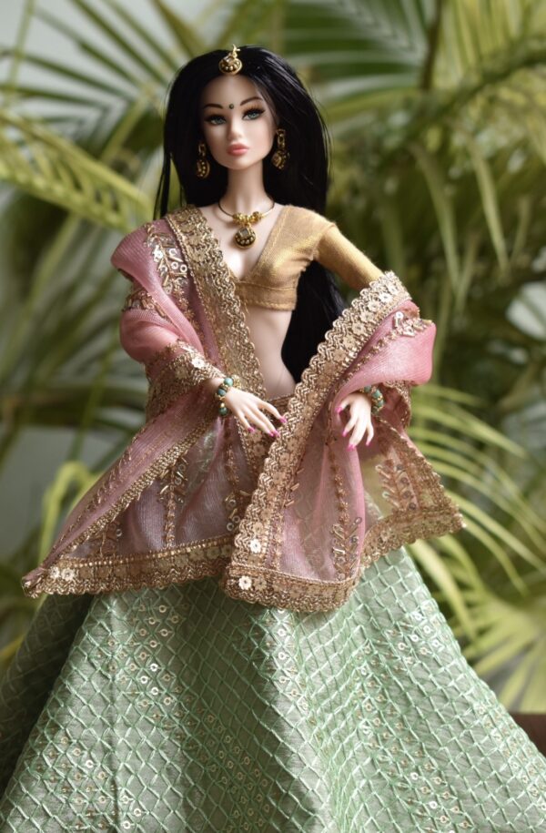 RiA Doll (embroidered green lehenga)
