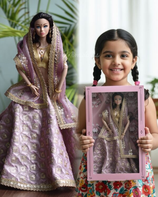 Simran Doll (Embroidered lilac lehenga)