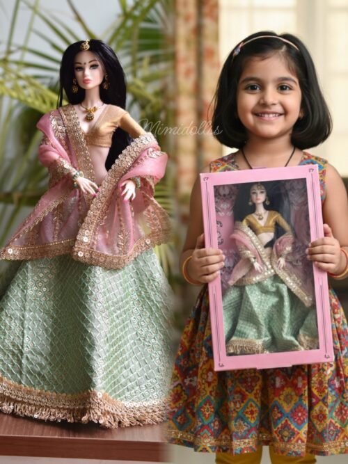 RiA Doll (embroidered green lehenga)
