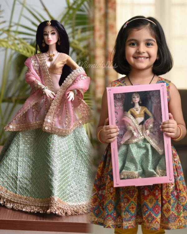 RiA Doll (embroidered green lehenga)