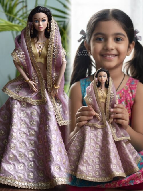 Simran Doll (Embroidered lilac lehenga)