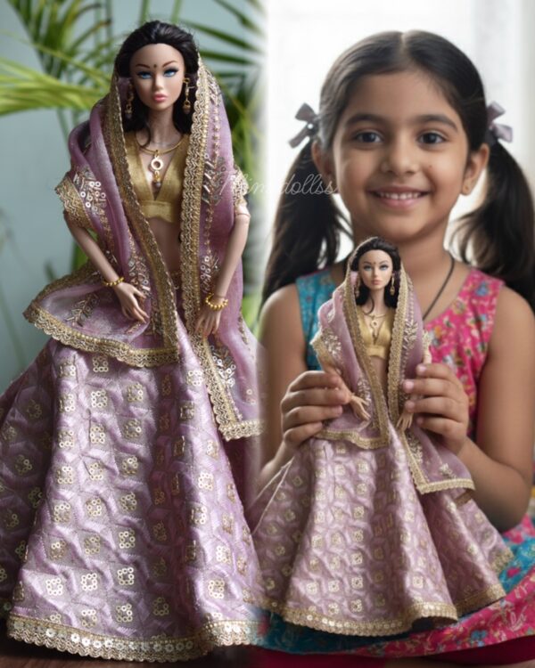 Simran Doll (Embroidered lilac lehenga)