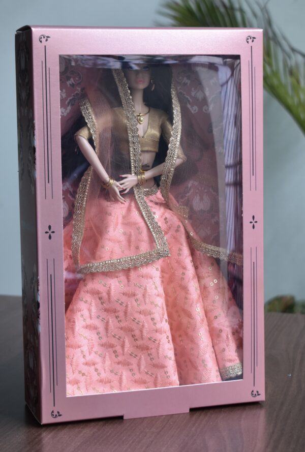 Prisha Doll (Embroidered peach lehenga)