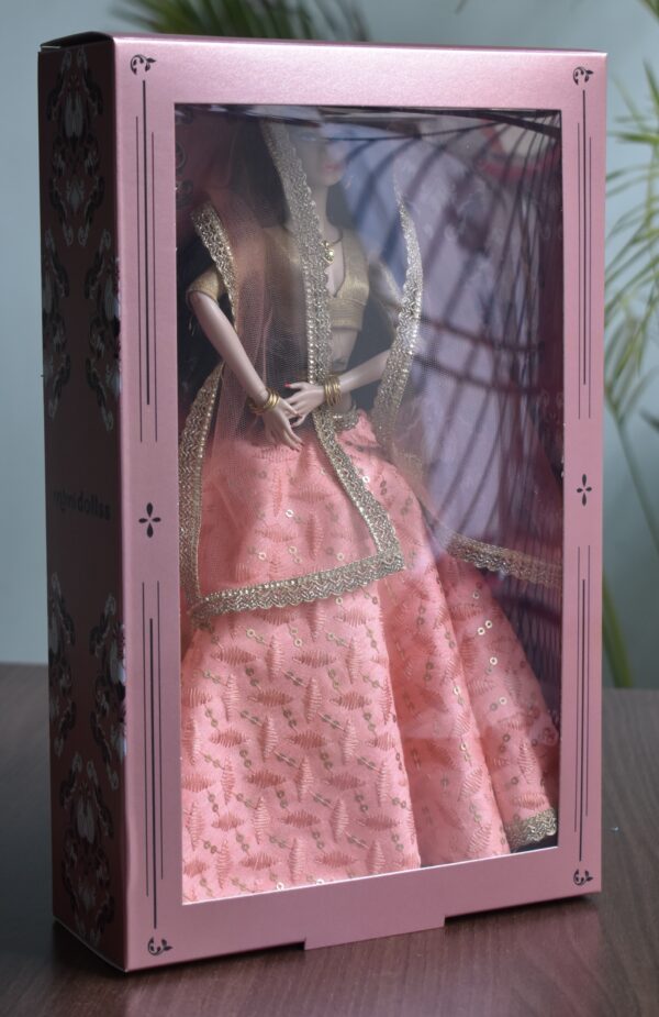 Prisha Doll (Embroidered peach lehenga)
