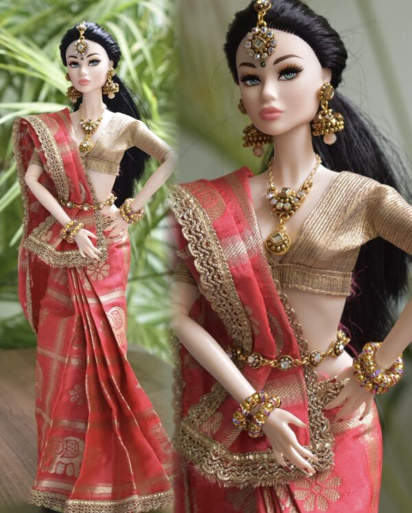 Navyaa Doll (Pink and gold Banarasi silk saree)