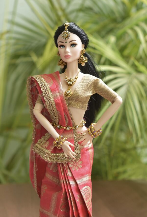 Navyaa Doll (Pink and gold Banarasi silk saree)