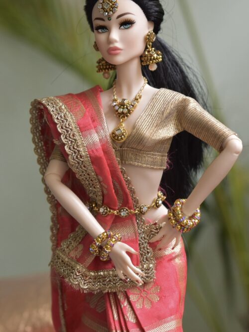 Navyaa Doll (Pink and gold Banarasi silk saree)