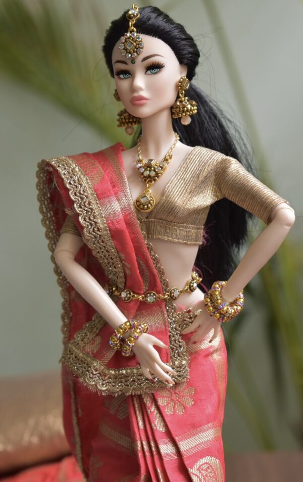 Navyaa Doll (Pink and gold Banarasi silk saree)