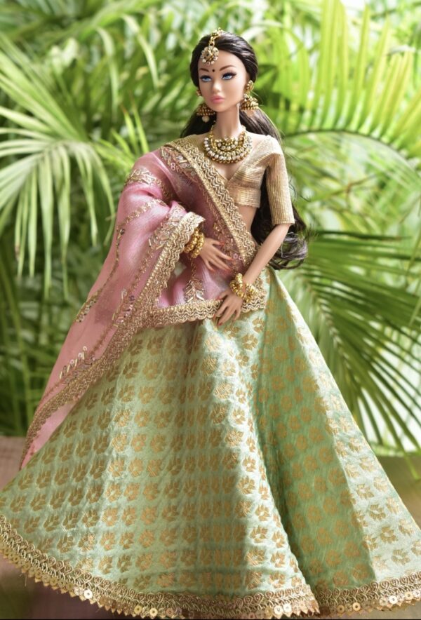 Aishwarya doll (pink and green bridal costume)