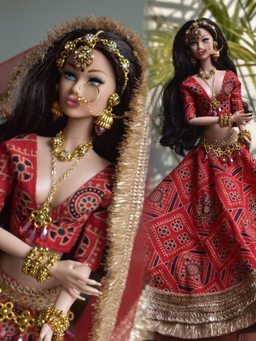 Manjiri Doll (Embellished chunri print lehenga)