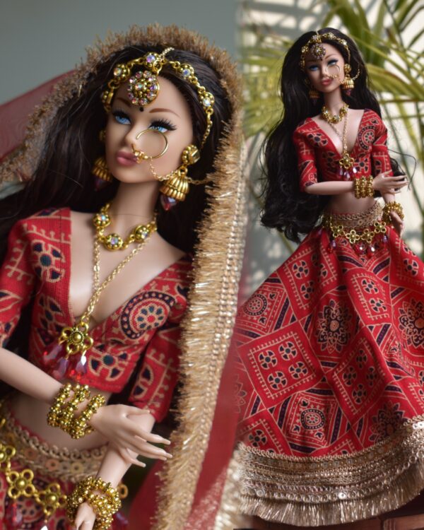 Manjiri Doll (Embellished chunri print lehenga)