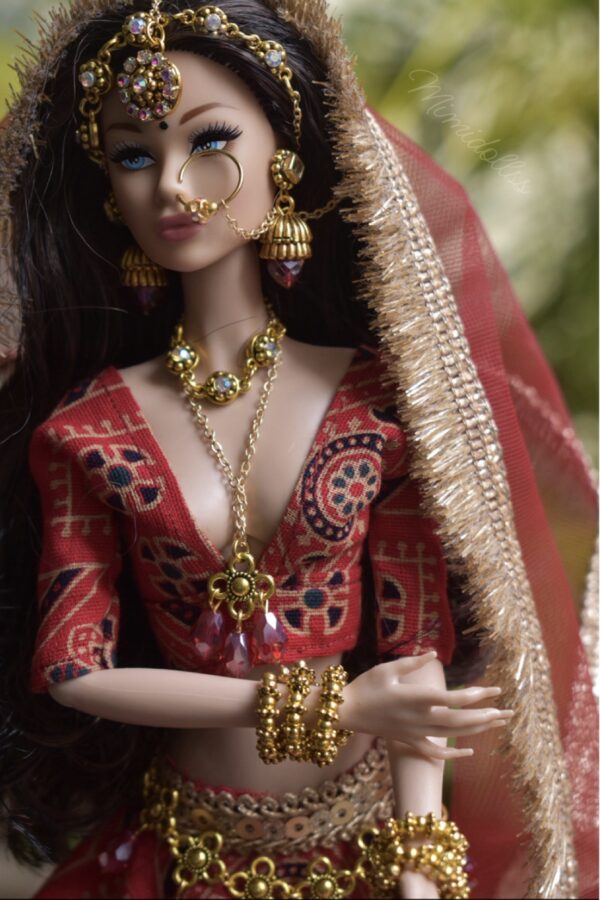Manjiri Doll (Embellished chunri print lehenga)