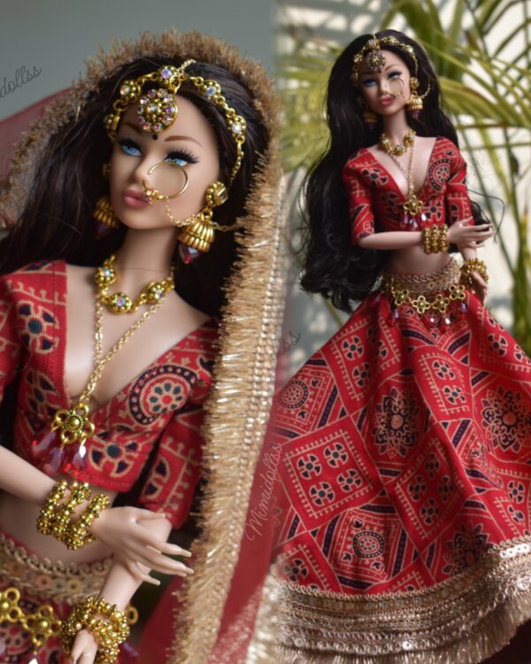 Manjiri Doll (Embellished chunri print lehenga)