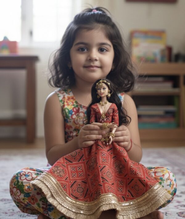 Manjiri Doll (Embellished chunri print lehenga)