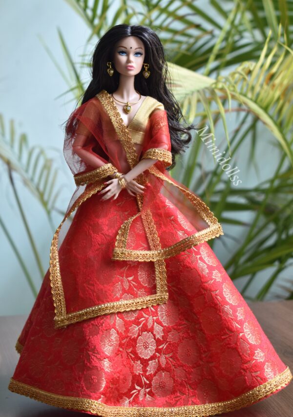 Preeti Doll (Banarasi silk red lehenga)