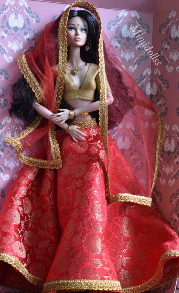 Preeti Doll (Banarasi silk red lehenga)