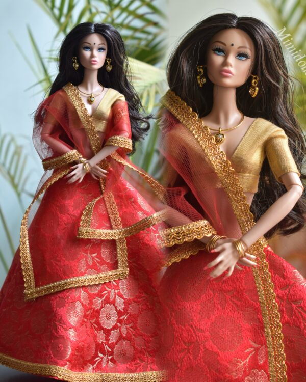 Preeti Doll (Banarasi silk red lehenga)