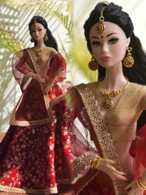 Rashmi Doll (Embroidered maroon bridal lehenga)