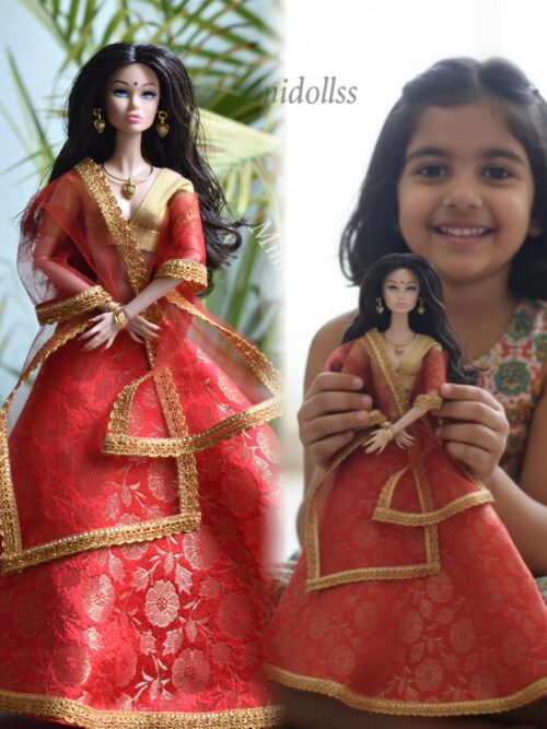 Preeti Doll (Banarasi silk red lehenga)