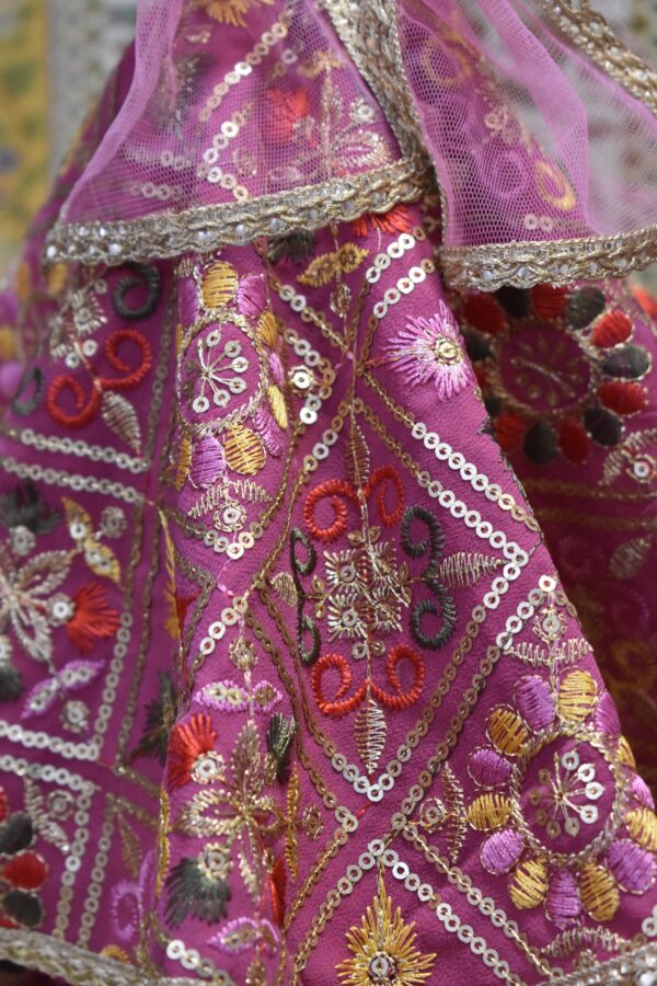dsc_0181 Mauve pink embroidered lehenga with accessories for doll