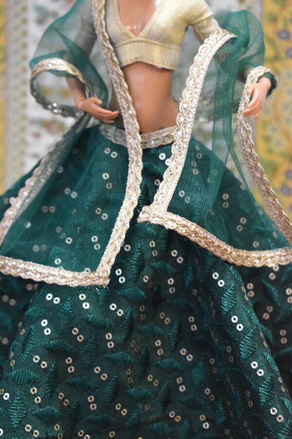 dsc_0221 Green lehenga with accessories for doll