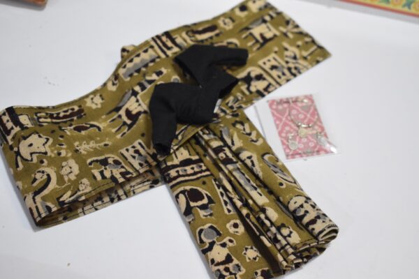 dsc_0378 Block printed green cotton saree with accessories for doll