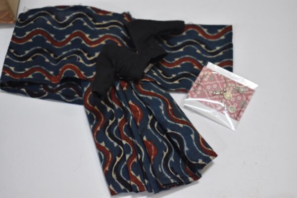 dsc_0380 Blue block printed cotton saree with accessories for doll