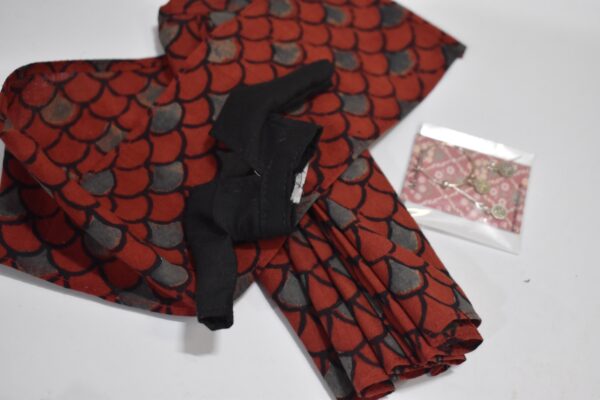 A set of 10 Indian block printed cotton sarees with accessories for doll